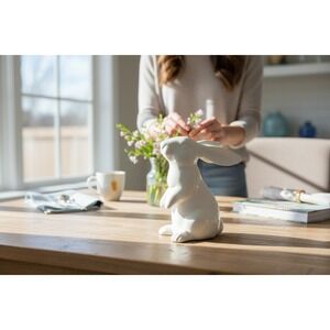Threshold Bunny Figurine Home Decor White NWOT Glossy Ceramic Easter 7in